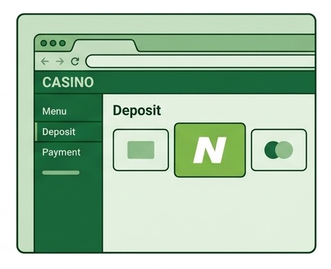 Casino cashier Neteller payment selection illustration